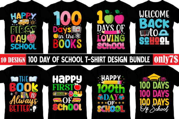 100 Day of School T-shirt Design Bundle
