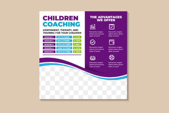 Children Coaching Square Banner: A Versatile Design Template for Modern Marketing and Education