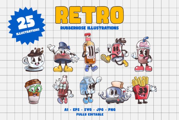 Retro Rubberhose Object Illustration